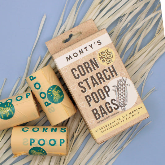 Earth-Conscious Compostable Cornstarch Poop Bags | 45 Bags (3 Roll Box)
