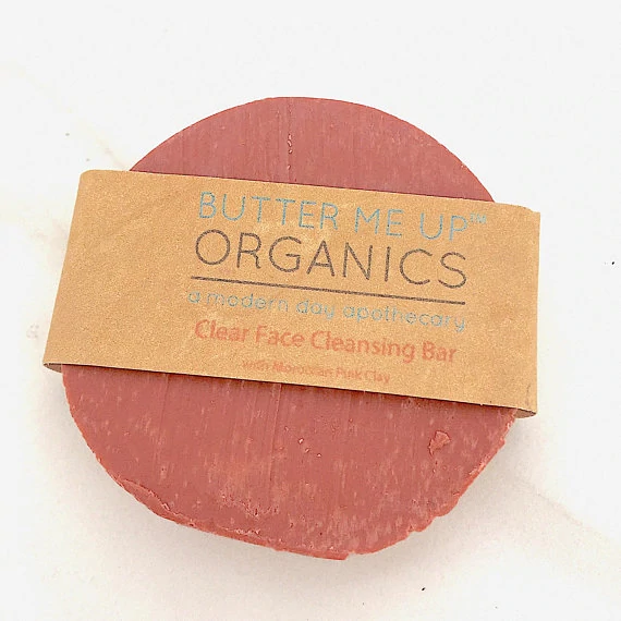 Clear face cleansing bar rose kaolin clay close up